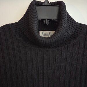 Neiman Marcus Silk Long Sleeve Turtleneck XL Extra Large Black